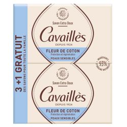 Rogé Cavaillès Savon Extra Doux Fleur de Coton Lot de 3 x 250 g + 1offert