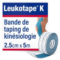 Leukotape K Bande Adhésive Élastique 2,5cm x 5m Bleu – Soutien et drainage