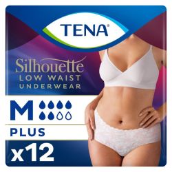TENA Silhouette Plus Blanc Taille Basse - Taille M - 12 Protections - Sous-Vêtements Absorbants