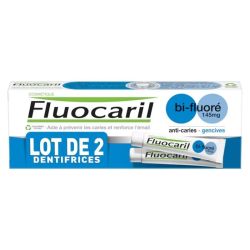 Fluocaril Dentifrice Bi-Fluoré Gencives 145mg lot de 2x75ml - Prévient et réduit les problèmes de gencives