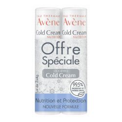 Avène Cold Cream Stick Lèvres Nourrissant - Lot de 2 x 4 g - Protège et répare les lèvres gercées
