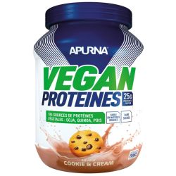 Apurna Vegan Protéines Cookie & Cream – Protéine végétale, goût Cookie & Cream, pot 660 g