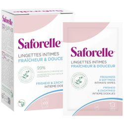 Saforelle Lingettes Intimes Ultra Douces x10 (Sachets individuels) - Lingettes biodégradables apaisantes à la Bardane