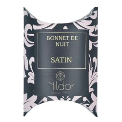 Nildor Bonnet de Nuit Satin Rose Léopard XL - Protège les cheveux longs et épais durant la nuit