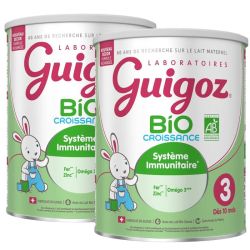 Guigoz Bio Lait de Croissance 3ème Âge Dès 10 Mois à 3 Ans BiPack 2x800g – Développement et immunité