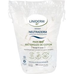 Neutraderm Pads Bio - 180 Rectangles de Coton - Coton biologique ultra-doux pour bébé et démaquillage