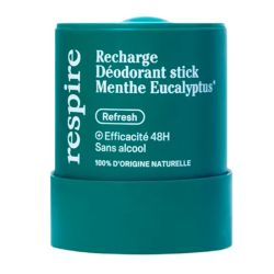 Respire Déodorant Stick Bio - Recharge de 50 g - Menthe Eucalyptus - Protection naturelle 48 h