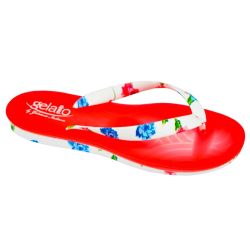 Gelato Tong Semelle Anatomique - 1 Paire - Couleur : Rouge Fleuri - Taille : 41-42
