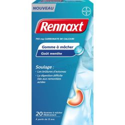 Bayer Rennaxt 750mg Gomme à Macher Menthe - 20 Gommes