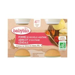 Babybio Petit Pot Pomme Abricot Céréale 4 mois - 2 x 130g