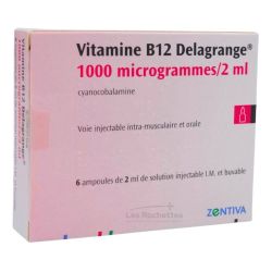 Vitamine B12 Delagrange 1000μg/2ml - 6x2 ml - Carence en vitamine B12
