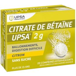 Citrate de Bétaïne Citron UPSA 2g Sans Sucre - 20 Comprimé Effervescent