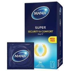 Manix Super - Préservatifs Fins - Facile à Dérouler - Boîte de 24