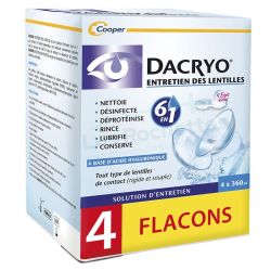 Dacryo Entretien des Lentilles - Lot de 4 x 360 ml - Solution complète pour un confort optimal