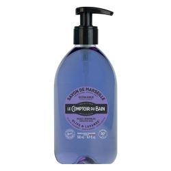 Le Comptoir du Bain Savon de Marseille Extra Doux - Olive Lavande - Peau Douce & Souple - 500 ml