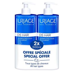 Uriage D.S Hair Shampooing Doux Equilibrant - Apaise le Cuir Chevelu Sensible - 2x500ml