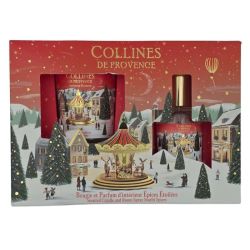 Collines de Provence Bougie et Parfum d'intérieur Épices Étoilées Coffret 75 g + 50 ml - Ambiance épicée et chaleureuse pour les fêtes