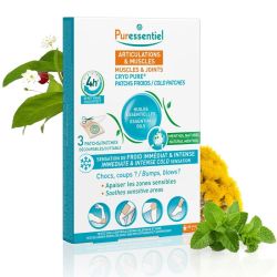 Puressentiel Cryo Pure Patchs Froids x3 Patchs – Soulagement immédiat par le froid, extensible et découplable jusqu'à 4h