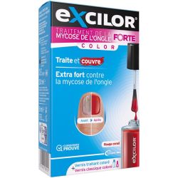 Excilor Forte Color Rouge Corail Vernis Traitement - Lutte contre la mycose de l'ongle avec effet esthétique