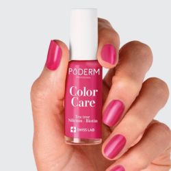 Poderm Vernis Color Care Tea Tree Framboise 8 ml - Vernis soin rose intense longue tenue