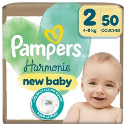 Pampers Harmonie Couches Bébé - Taille 2 - 4/8kg - Pack de 50 Couches