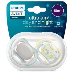 Philips Avent Ultra Air Day and Night Sucettes Orthodontiques en Silicone +18 Mois - 2 Sucettes