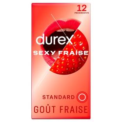 Durex Sexy Fraise - 12 Préservatifs - Protection parfumée et plaisir fruité