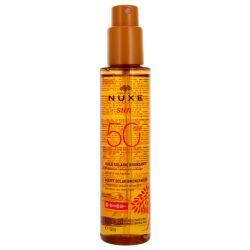 Nuxe Sun Huile Solaire Bronzante SPF50 Visage & Corps - 150ml - Protection solaire et bronzage satiné