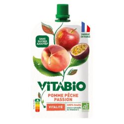 Vitabio Gourde de Fruits Pomme Pêche & Passion Bio Sans Sucres Ajoutés - 100g