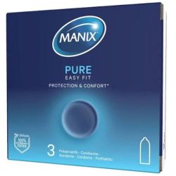 Manix Pure Easy Fit 3 préservatifs - Protection & confort, boîte en carton