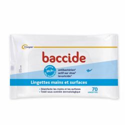 Baccide Lingettes Désinfectantes Mains et Surfaces - 70 Lingettes - Protection et hygiène au quotidien