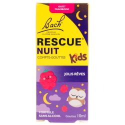 Rescue Nuit Bach Kids Compte-Gouttes Framboise - 10 ml - Sommeil paisible dès 3 ans
