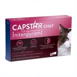 Elanco Capstar Anti-Puces Oral pour Chats - 11,4mg - 6 comprimés - Chats entre 1 et 11kg