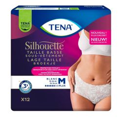 Tena Silhouette Plus Blanc - Taille Basse - Taille M - 12 protections