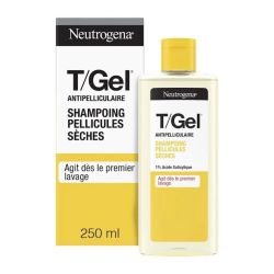Neutrogena T/Gel Shampoing Pellicules Sèches 250 ml - Hydrate et purifie le cuir chevelu