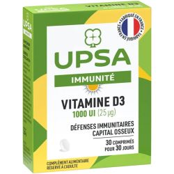 UPSA Immunité Vitamine D3 1000 UI 30 Comprimés – Ossature et défenses naturelles