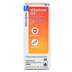 Biogaran Vitamine D3 en gouttes 20 ml - soutien de l’immunité et de l’ossature dès 3 ans