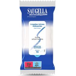 Saugella Dermoliquide Pack de 15 Lingettes Intimes Individuelles