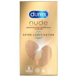 Durex Nude Extra Lubrification Sensation Peau Contre Peau 8 préservatifs