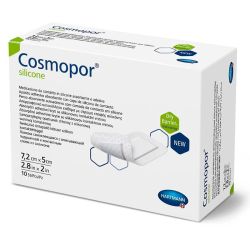 Hartmann Cosmopor Silicone Pansements Silicone - 10 unités - 7,2 cm x 5 cm - Stérile auto-adhérent