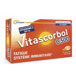 Vitascorbol Vitamine C 500mg - 24 Comprimés à Croquer Orange
