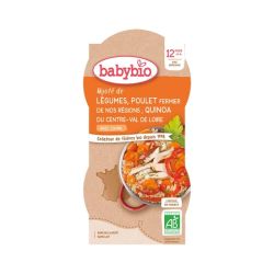 Babybio Bowl Mijoté de Légumes Poulet Quinoa Cumin 12 mois - 2 x 200g