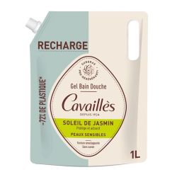 Cavaillès Gel Bain Douche Soleil de Jasmin Peaux Sensibles - Éco-recharge 1 Litre