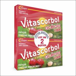 Vitascorbol Acérola 1000 - Lot de 2 x 30 comprimés à croquer - Vitalité naturelle à base de vitamine C