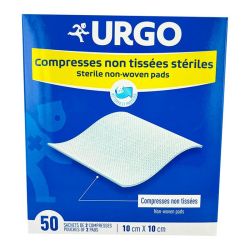 Urgo Compresses Stériles Non Tissées - 10cm x 10cm - 50 Sachets de 2 Compresses