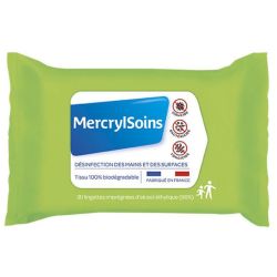 Mercryl Soins 30 Lingettes - Désinfection de la peau et des surfaces lisses