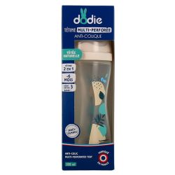 Dodie Biberon à Tétine Multi-Perforée - Anti-Colique - Débit Rapide - +6 mois - 330ml - Bleu