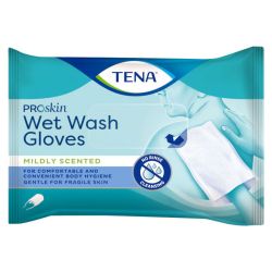 Tena Wet Wash Gloves ProSkin Parfum léger - 8 Gants de toilettes imprégnés