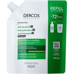 Vichy Dercos Anti-Pelliculaire Shampooing Traitant Cheveux Secs - Eco-Recharge 390ml