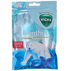 VICKS Menthol au Menthol Rafraîchissant Menthe Forte Sans Sucres 72 g - Sensation immédiate de fraîcheur